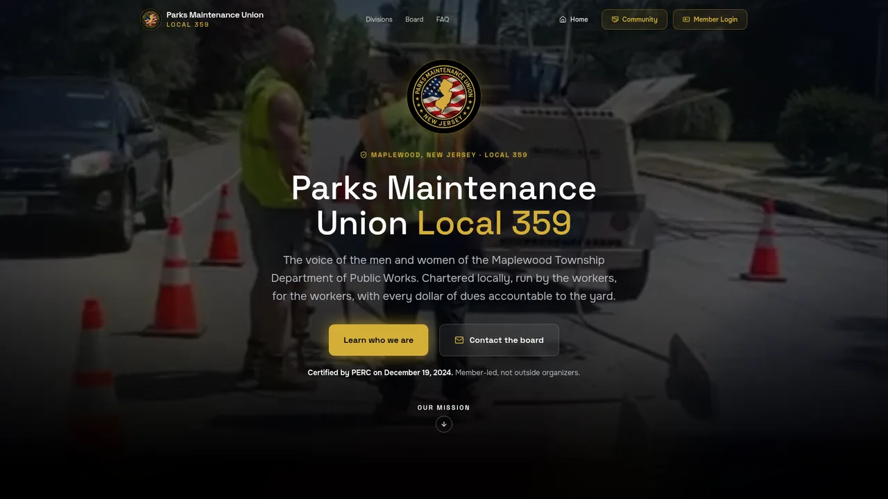 PMU Local 359 website, built by Optimum AI Solutions