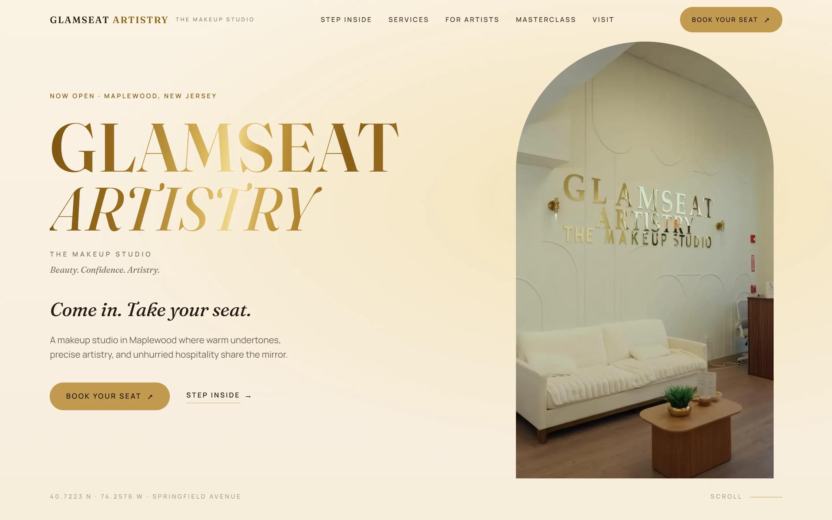 GlamSeat Artistry website, built by Optimum AI Solutions